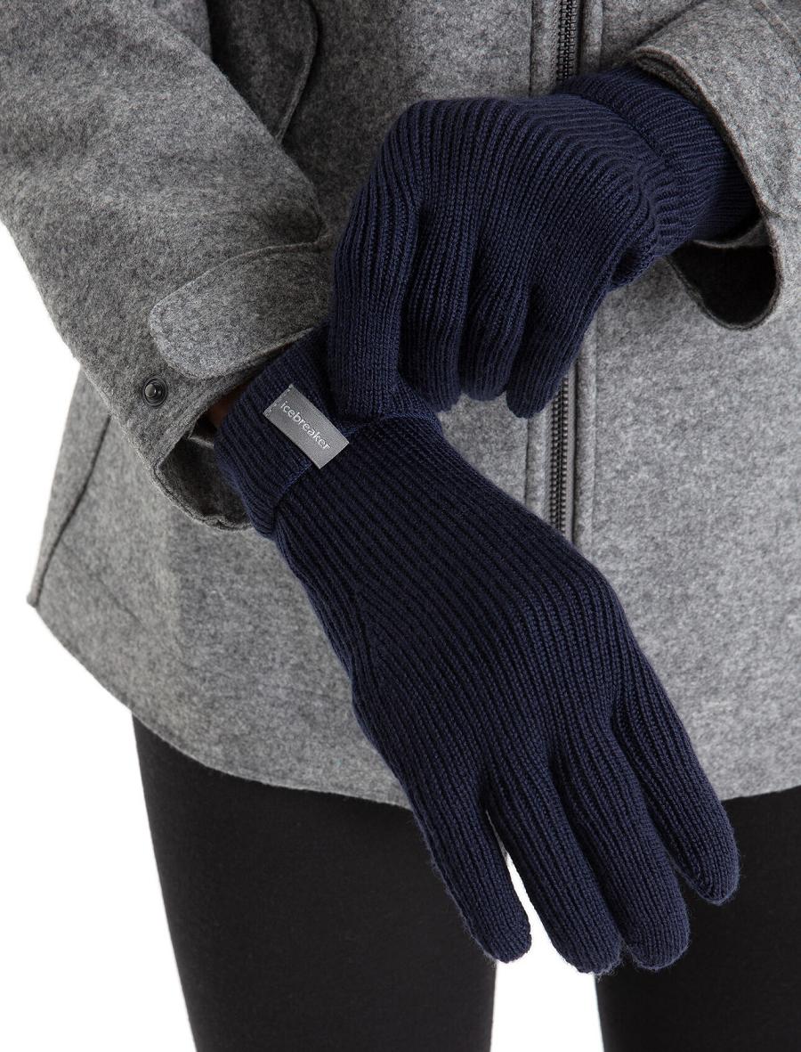 Rękawiczki Icebreaker Unisex Merino Rixdorf Męskie Granatowe | PL 1886AHKP